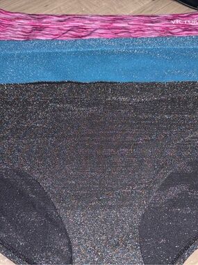 Victoria's Secret Black Glitter Hiphugger XL Hipster Lot of 3